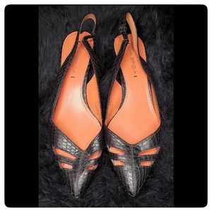 Via Spiga  Sling Back Heels Size 8 Black Snake